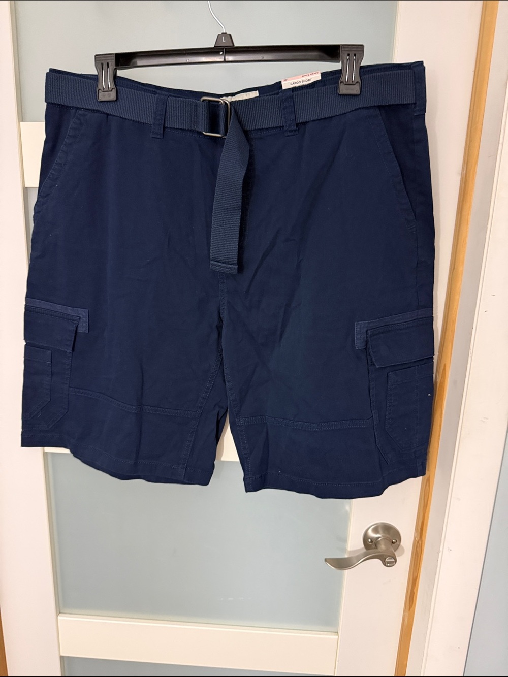 Sun + Stone Navy Cargo Shorts with Web Belt